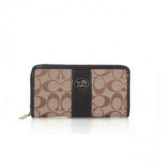 Coach Zippy Logo Signature Small Apricot Wallets FET